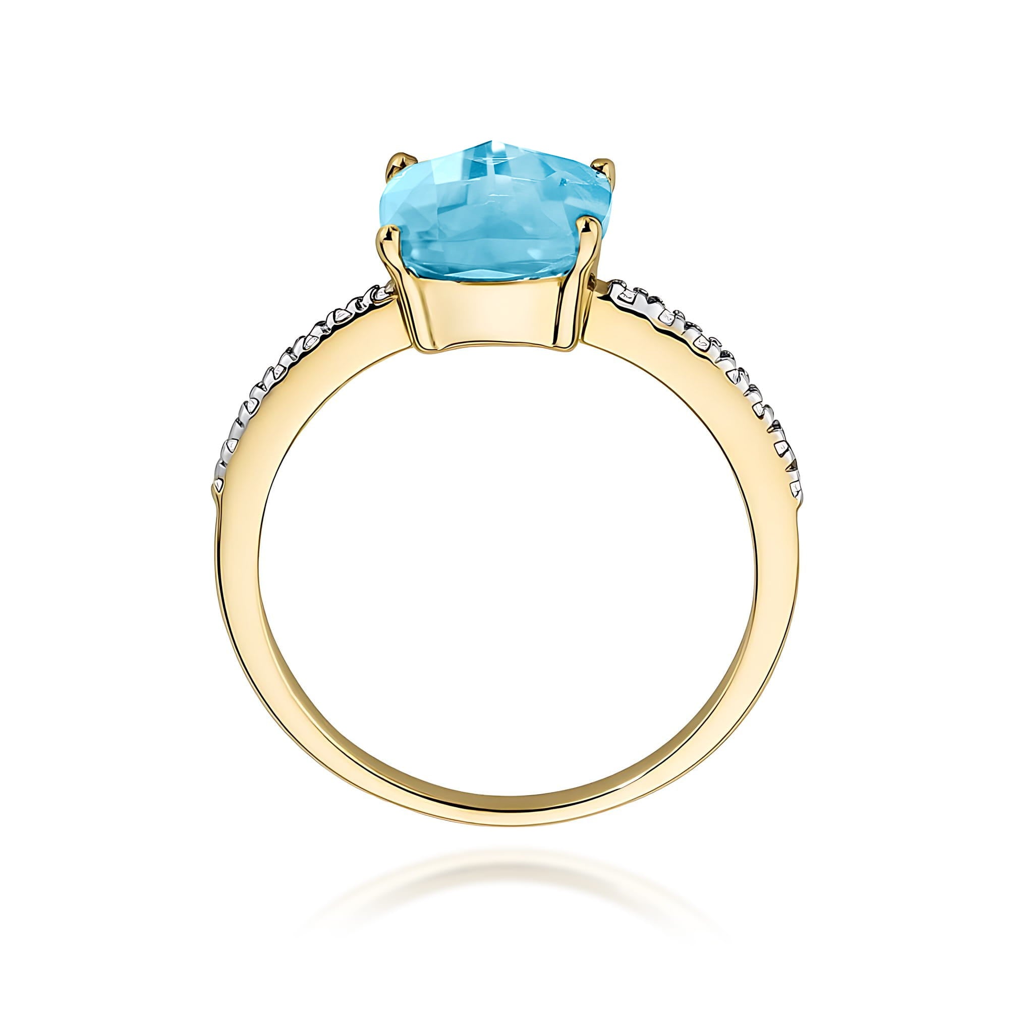 Inel Aur 9K cu Topaz Swiss 2.00 ct si Diamante Naturale 0.07 ct