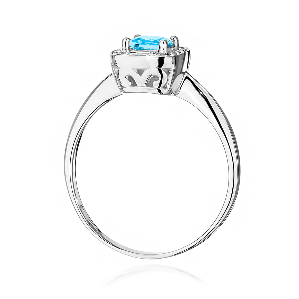 Inel Aur 9K cu Topaz Swiss 0.70 ct si Diamante Naturale 0.10 ct