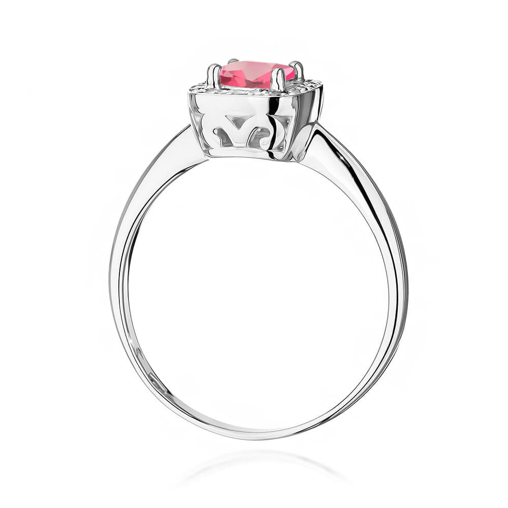 Inel Aur 9K cu Topaz Roz 0.65 ct si Diamante Naturale 0.10 ct
