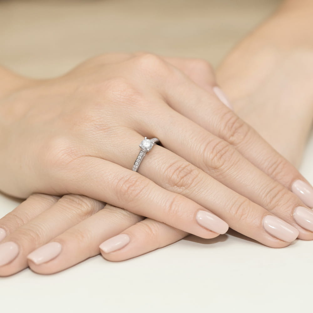 Inel Aur 14k cu Diamante 0,36 ct - Alb