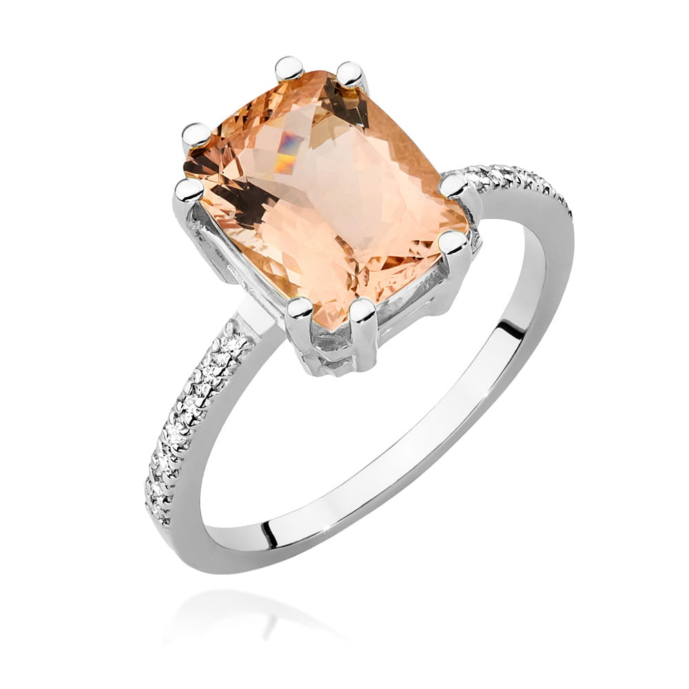 Inel Aur 9K cu Morganit 2.80 ct si Diamante Naturale 0.07 ct