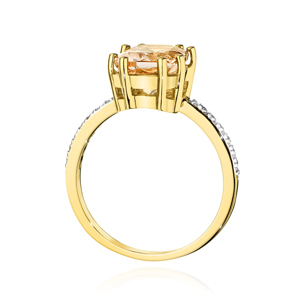 Inel Aur 9K cu Morganit 2.80 ct si Diamante Naturale 0.07 ct
