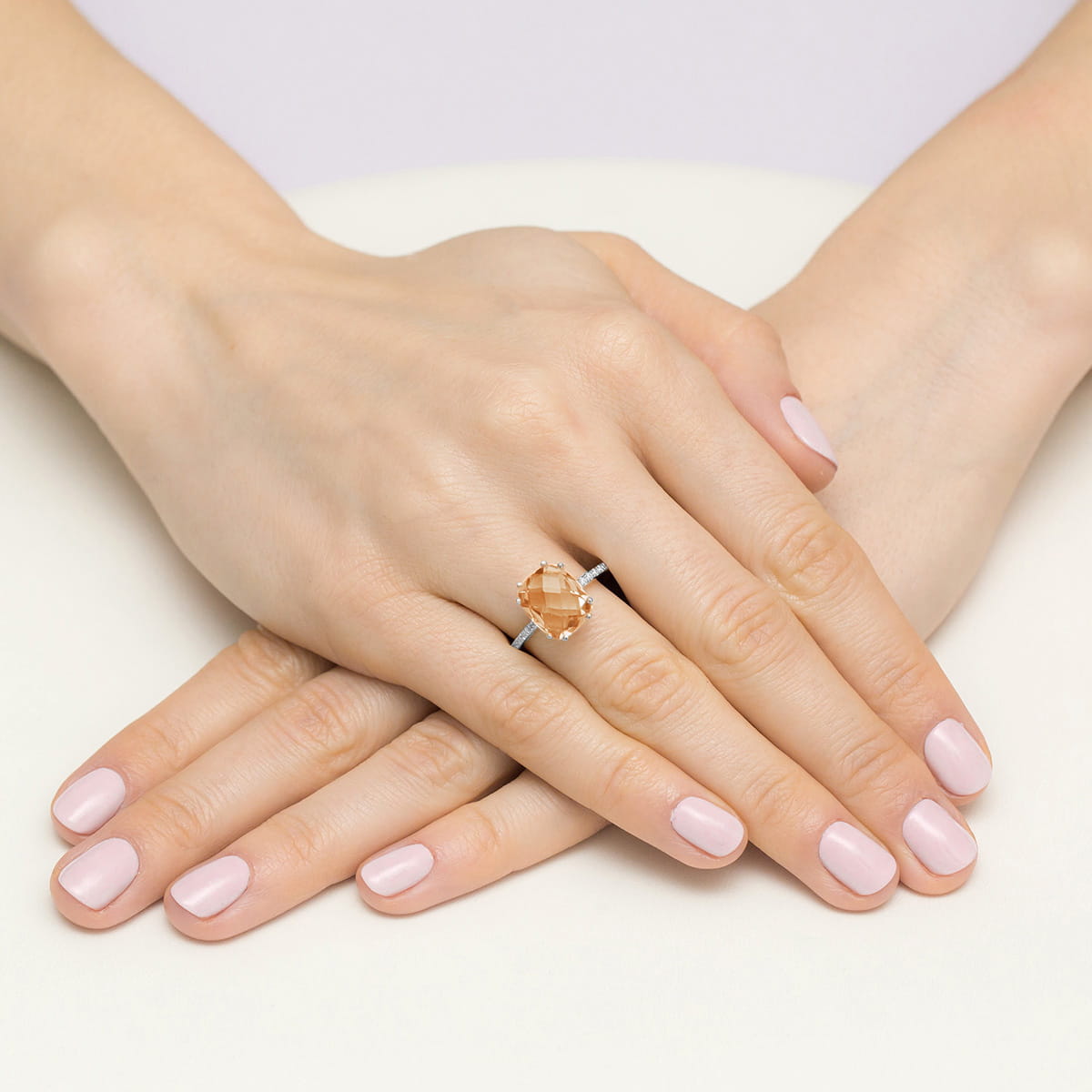 Inel Aur 9K cu Morganit 2.80 ct si Diamante Naturale 0.07 ct