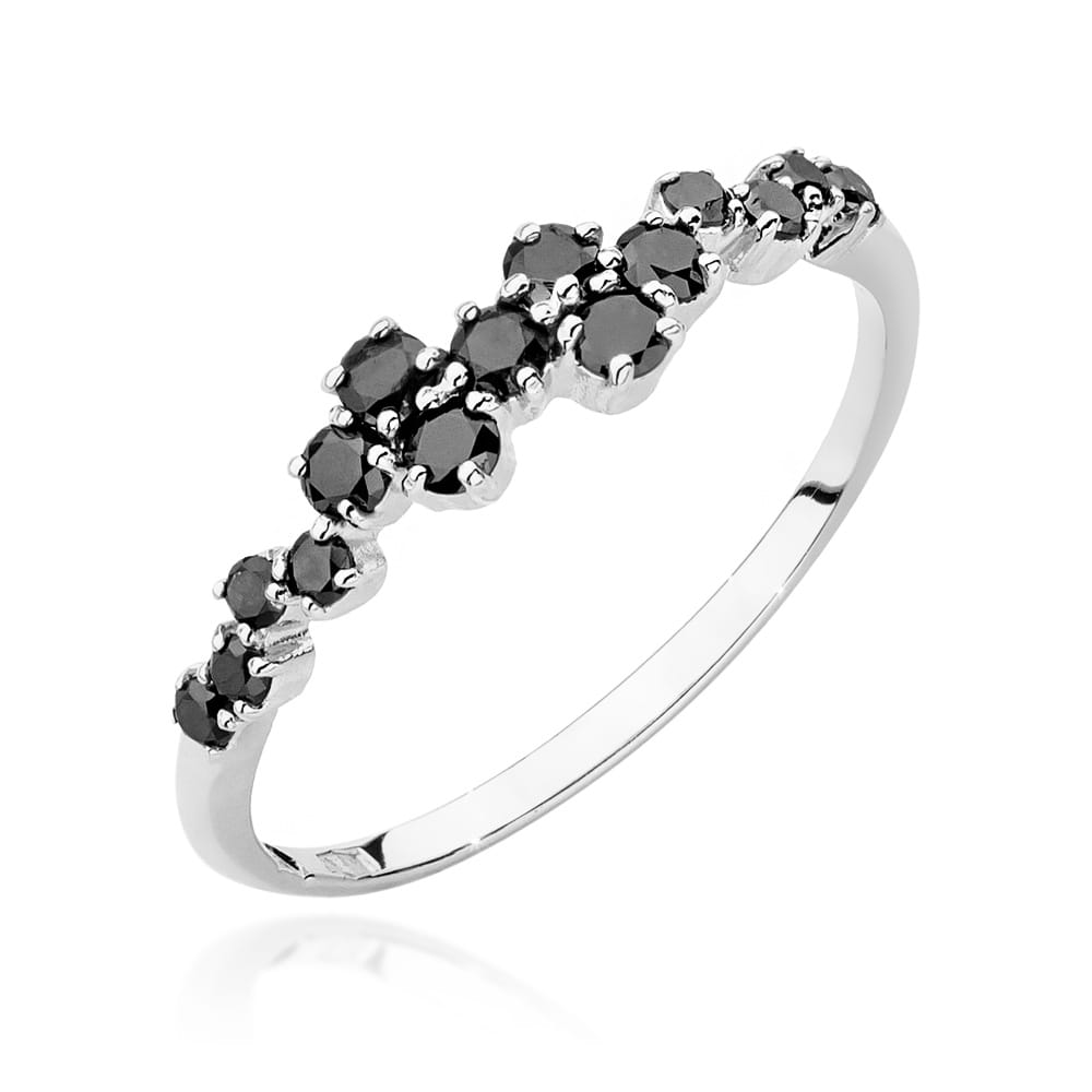 Inel Aur 9K cu Diamante Naturale Negre 0.33 ct