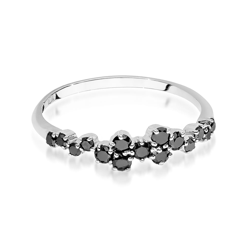 Inel Aur 9K cu Diamante Naturale Negre 0.33 ct