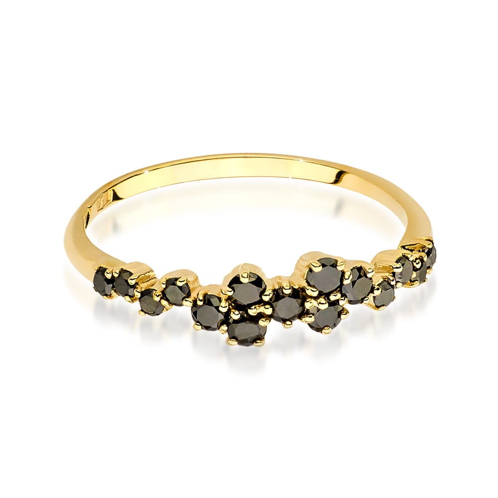 Inel Aur 9K cu Diamante Naturale Negre 0.33 ct