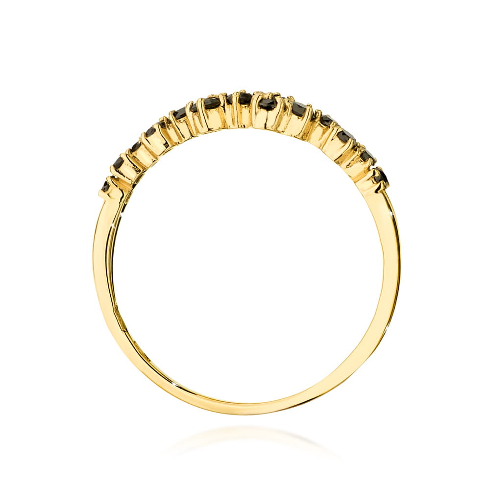 Inel Aur 9K cu Diamante Naturale Negre 0.33 ct