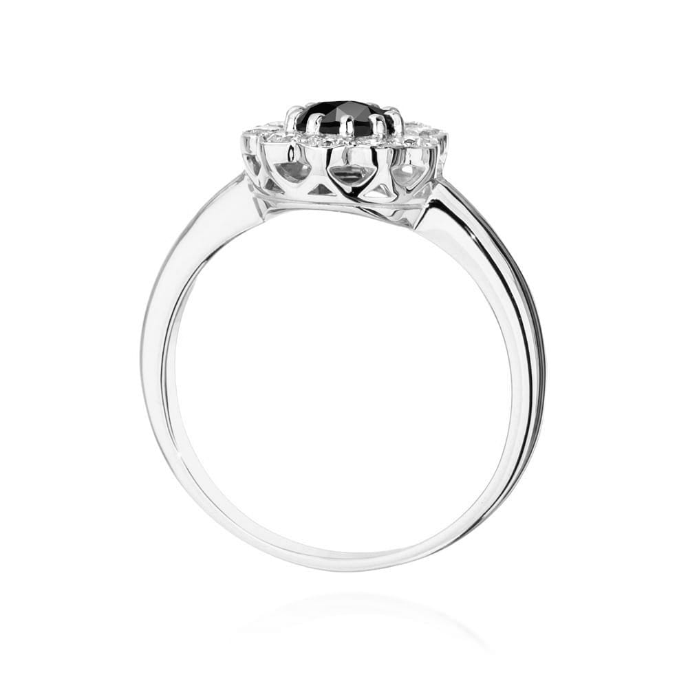Inel Aur 9K cu Diamante Naturale Albe si Negre 0.80 ct
