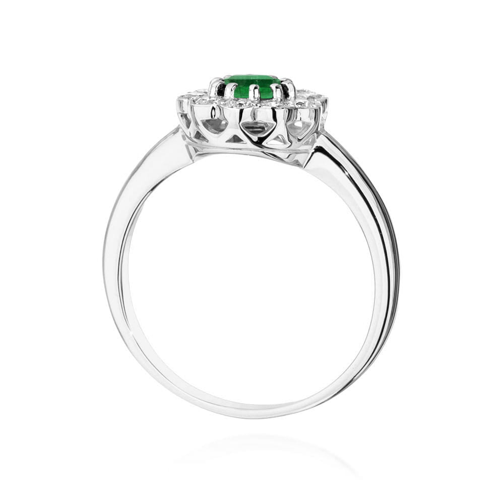 Inel Aur 9K cu Smarald 0.50 ct si Diamante Naturale 0.30 ct