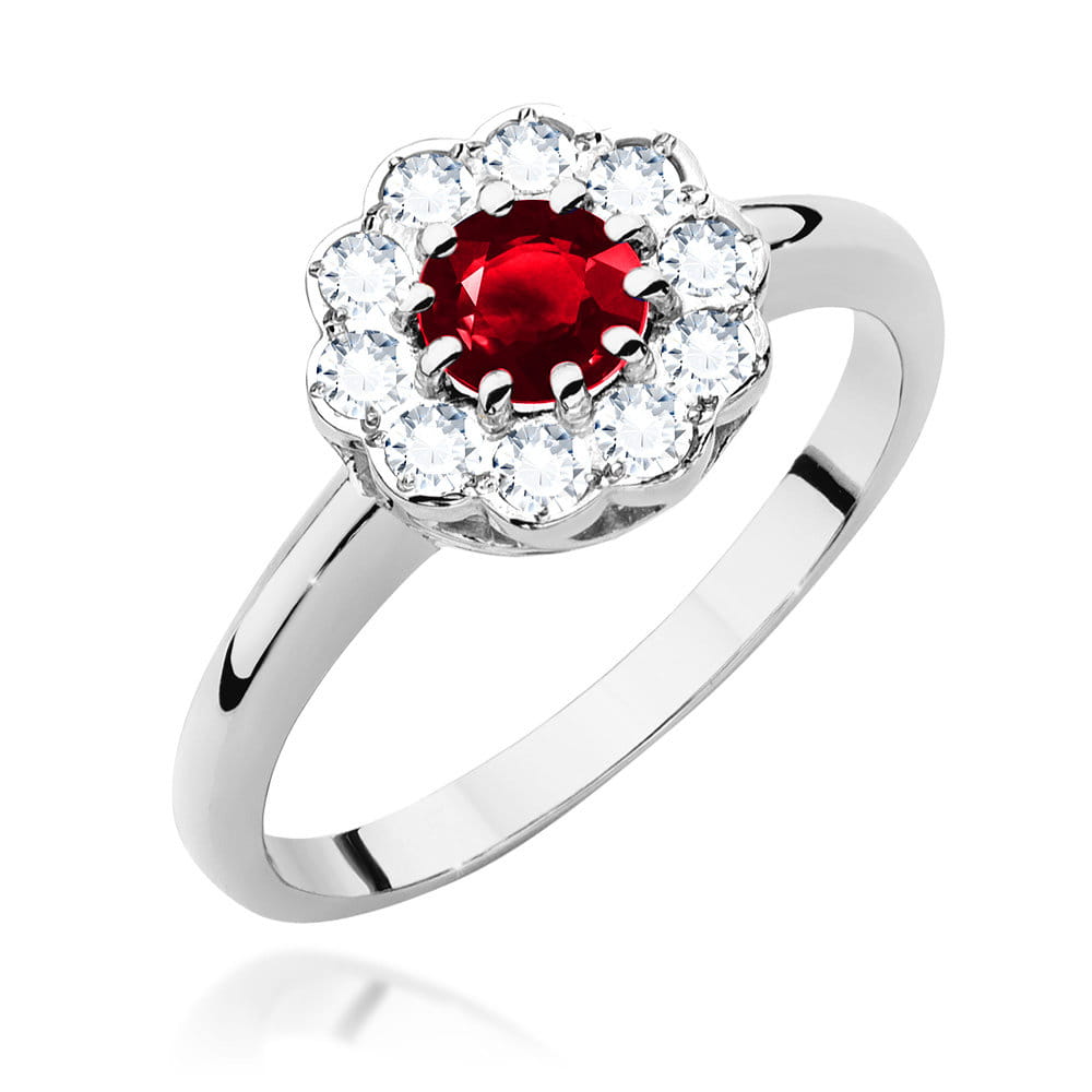 Inel Aur 9K cu Rubin 0.60 ct si Diamante Naturale 0.30 ct