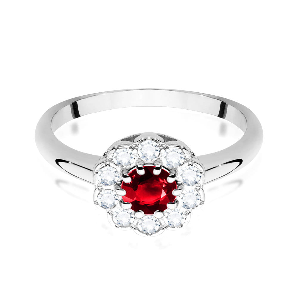 Inel Aur 9K cu Rubin 0.60 ct si Diamante Naturale 0.30 ct