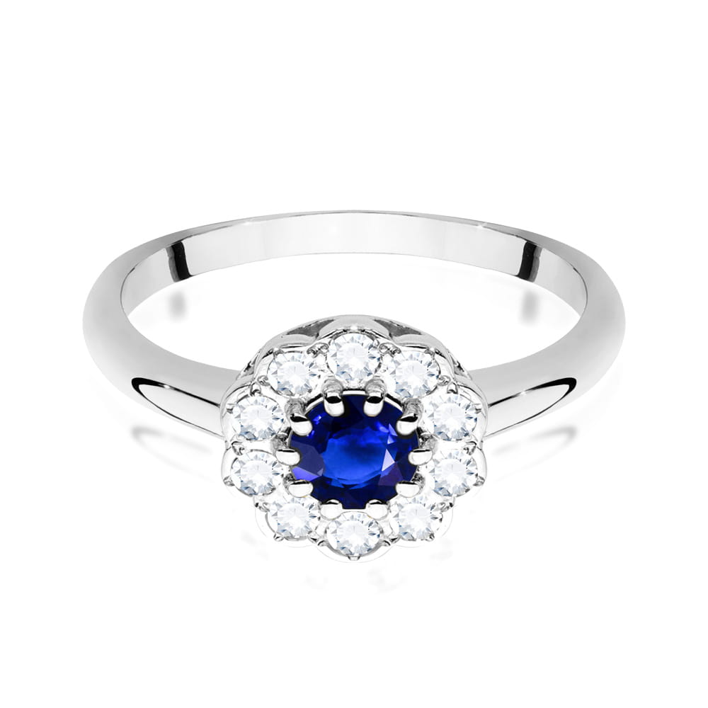 Inel Aur 9K cu Safir 0.50 ct si Diamante Naturale 0.30 ct