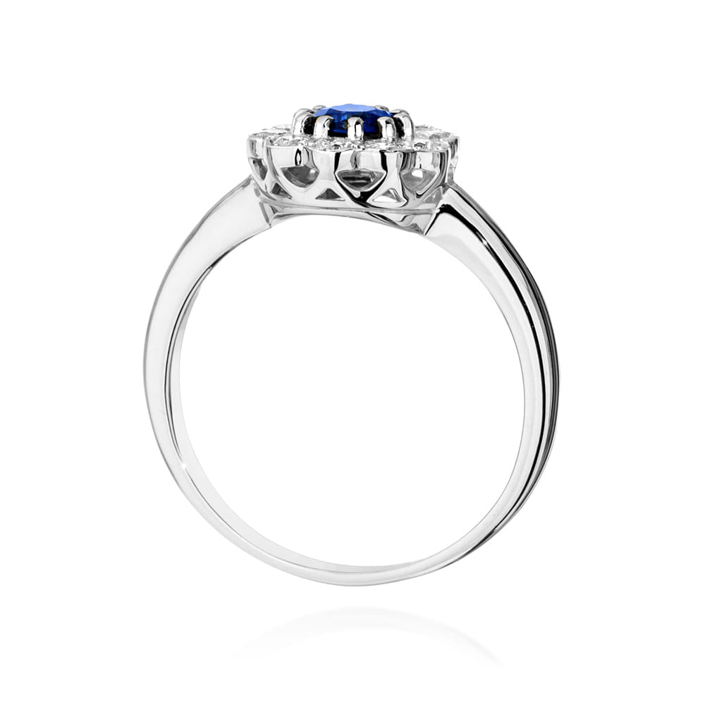 Inel Aur 9K cu Safir 0.50 ct si Diamante Naturale 0.30 ct