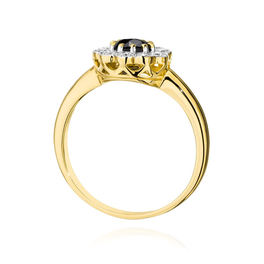 Inel Aur 9K cu Diamante Naturale Albe si Negre 0.80 ct