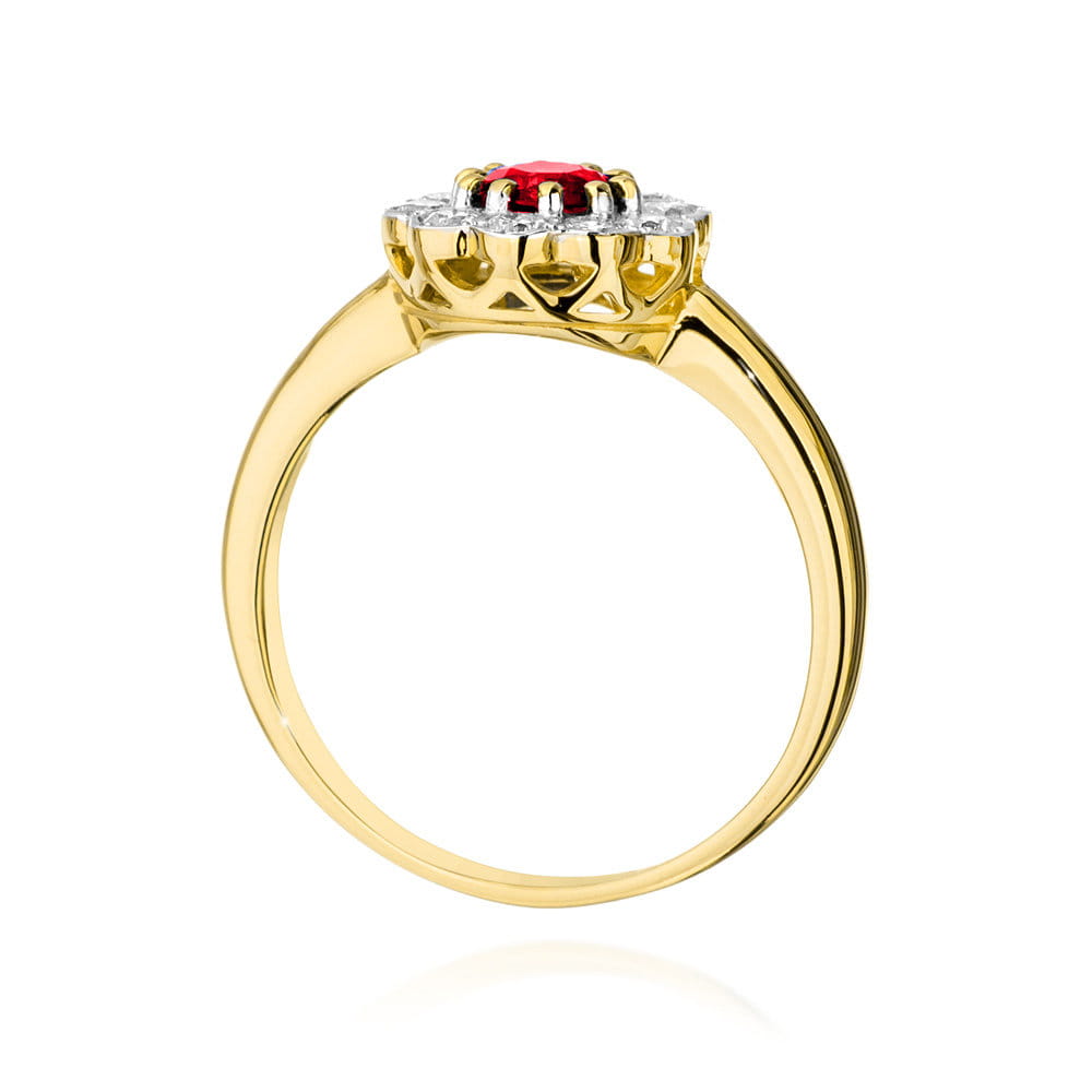 Inel Aur 9K cu Rubin 0.60 ct si Diamante Naturale 0.30 ct