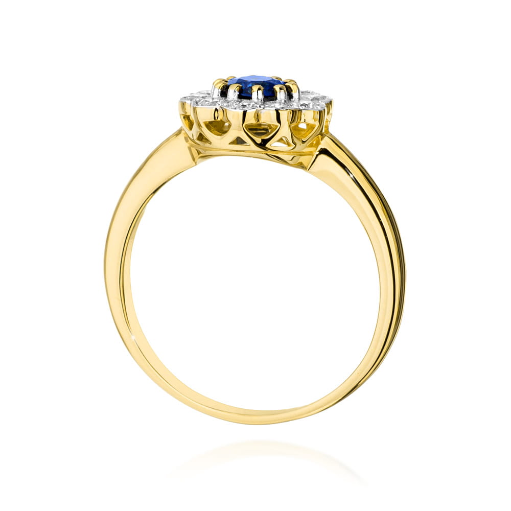 Inel Aur 9K cu Safir 0.50 ct si Diamante Naturale 0.30 ct
