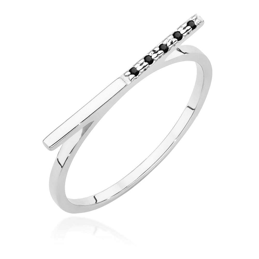 Inel Aur 9K cu Diamante Naturale Negre 0.03 ct
