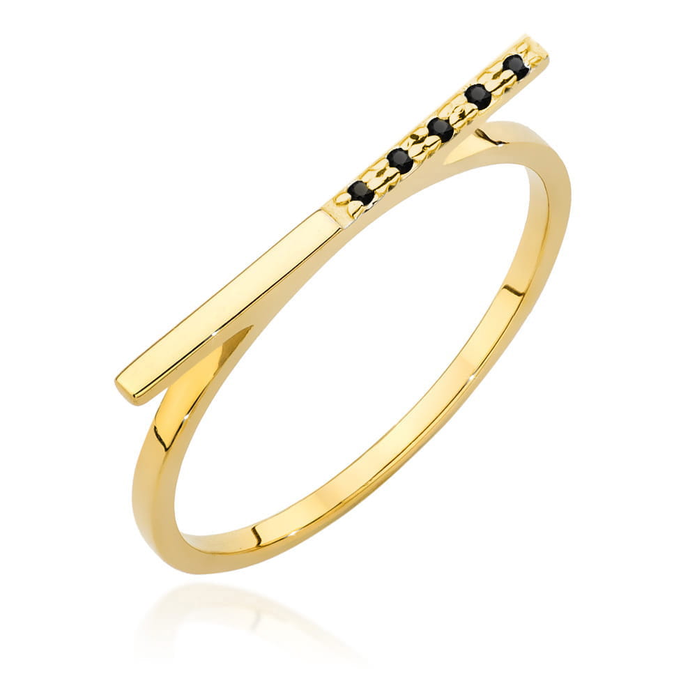 Inel Aur 9K cu Diamante Naturale Negre 0.03 ct