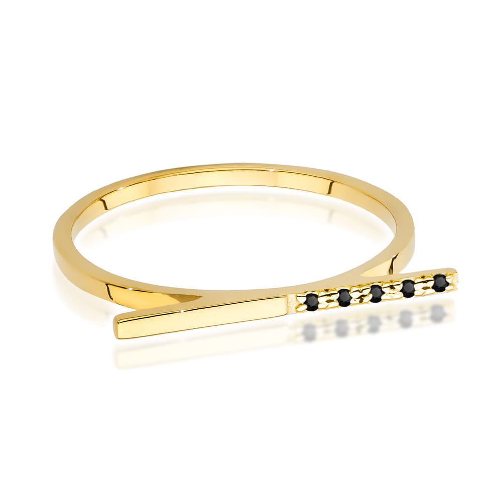 Inel Aur 9K cu Diamante Naturale Negre 0.03 ct