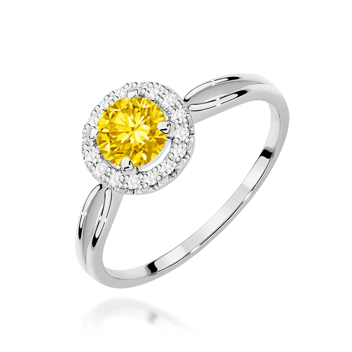 Inel Aur 14K cu Diamante Galben de Laborator 0.58 ct