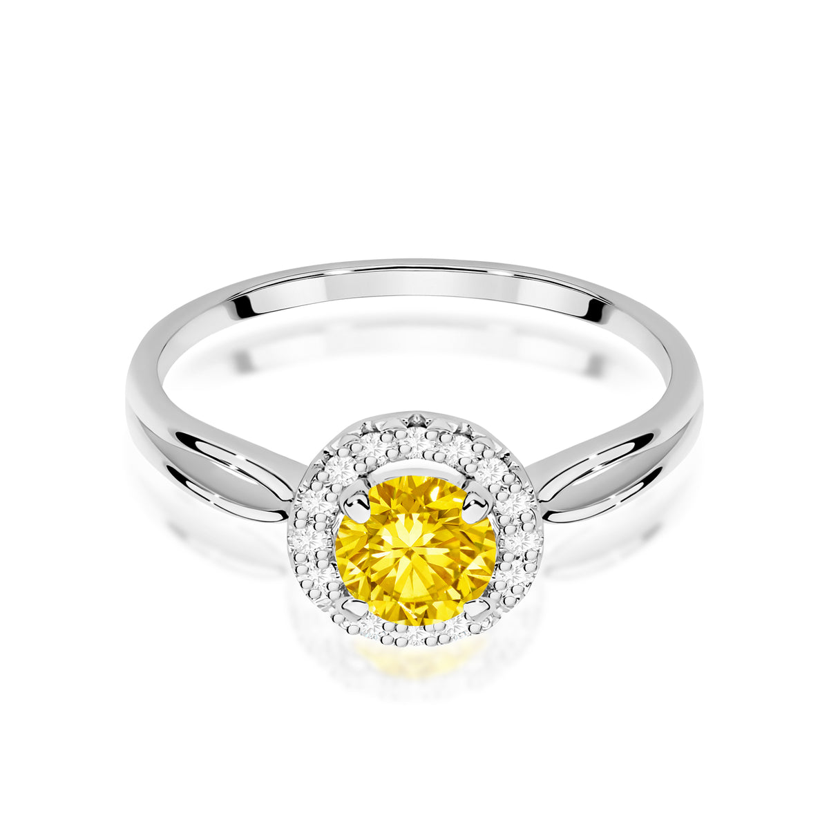 Inel Aur 14K cu Diamante Galben de Laborator 0.58 ct