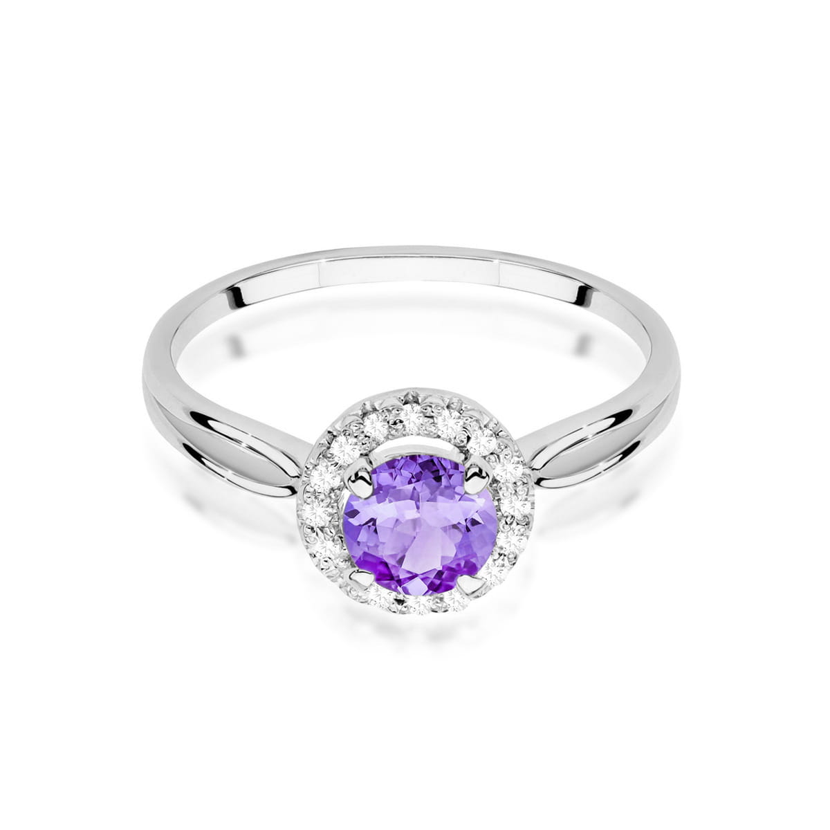 Inel Aur 9K cu Ametist 0.90 ct si Diamante Naturale 0.08 ct