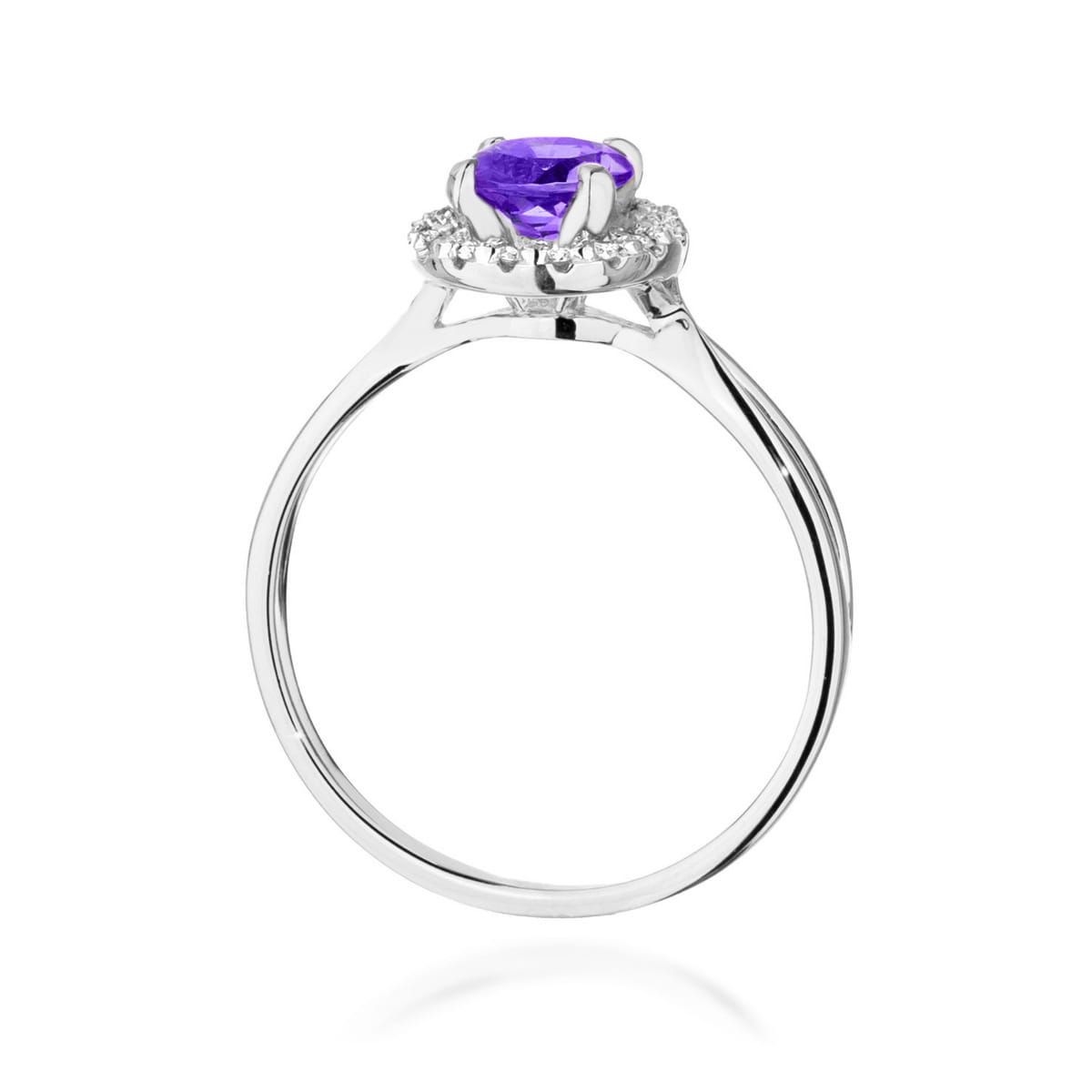 Inel Aur 9K cu Ametist 0.90 ct si Diamante Naturale 0.08 ct