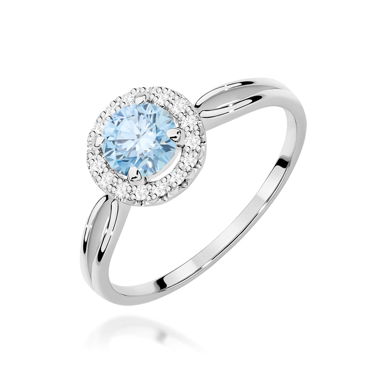Inel Aur 9K cu Diamante Albastru de Laborator 0.58 ct