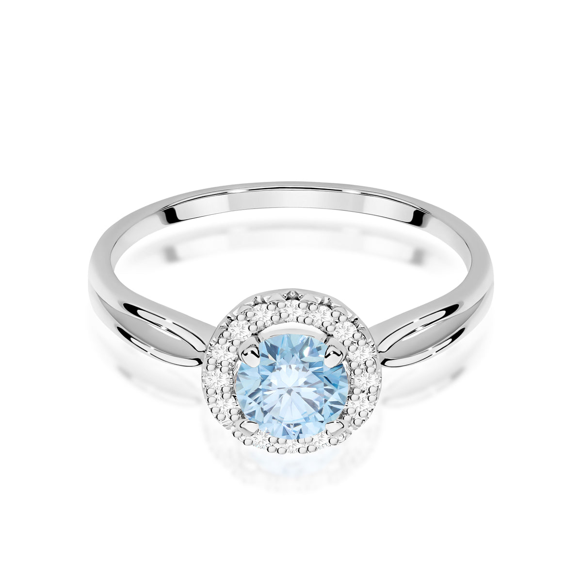 Inel Aur 9K cu Diamante Albastru de Laborator 0.58 ct
