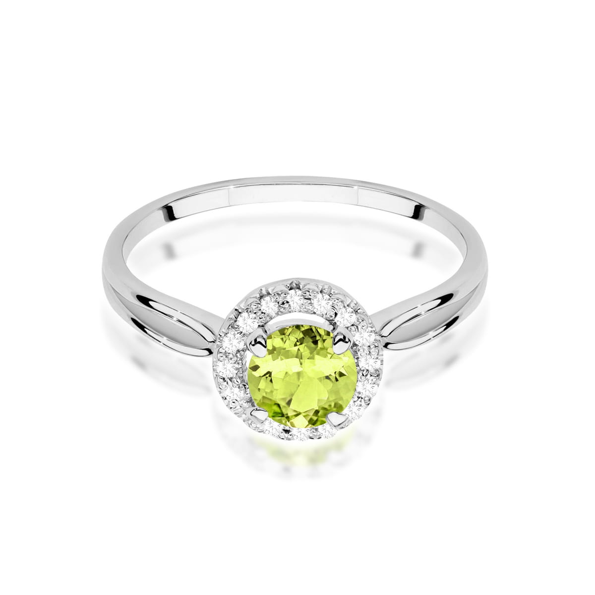 Inel Aur 9K cu Peridot 0.90 ct si Diamante Naturale 0.08 ct