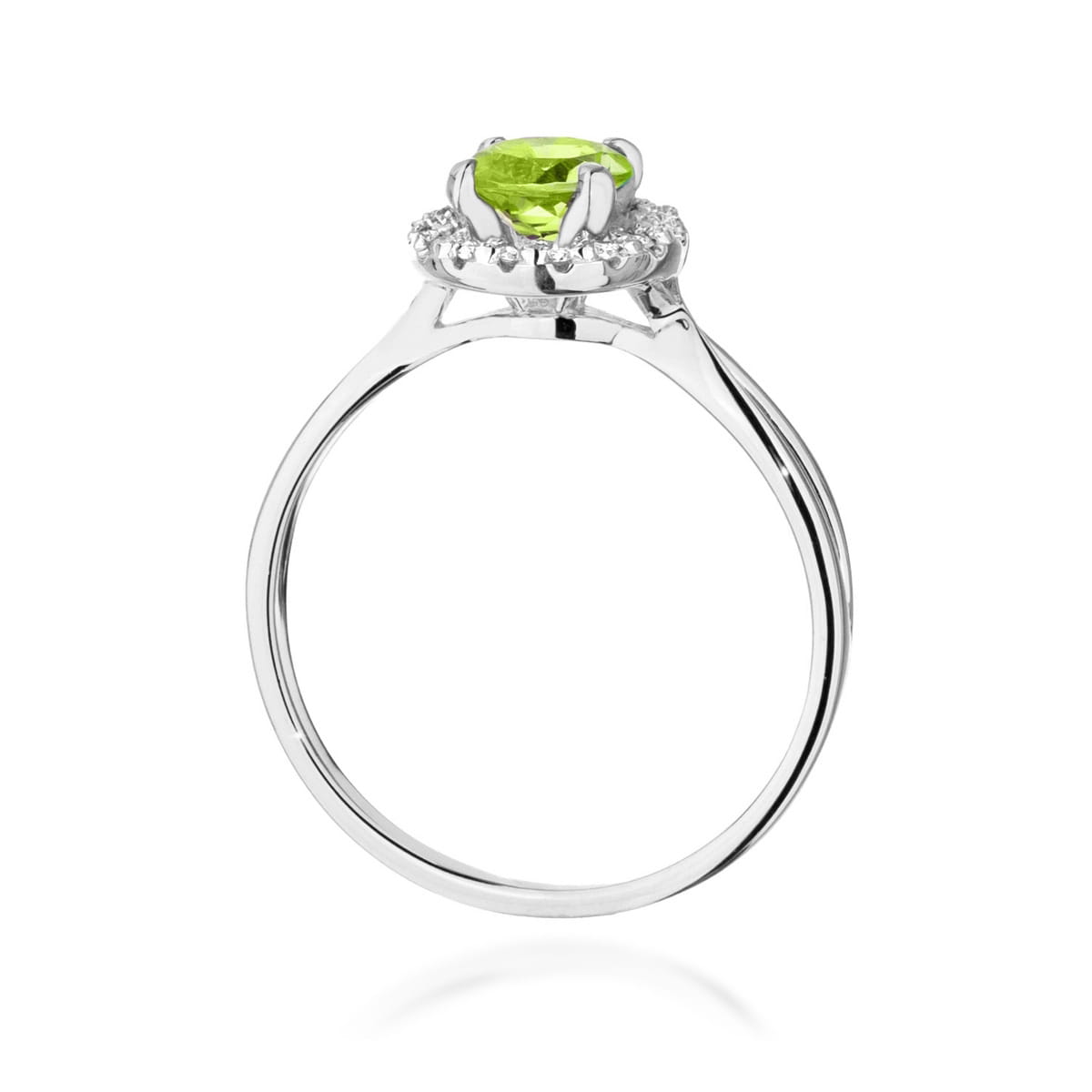 Inel Aur 9K cu Peridot 0.90 ct si Diamante Naturale 0.08 ct