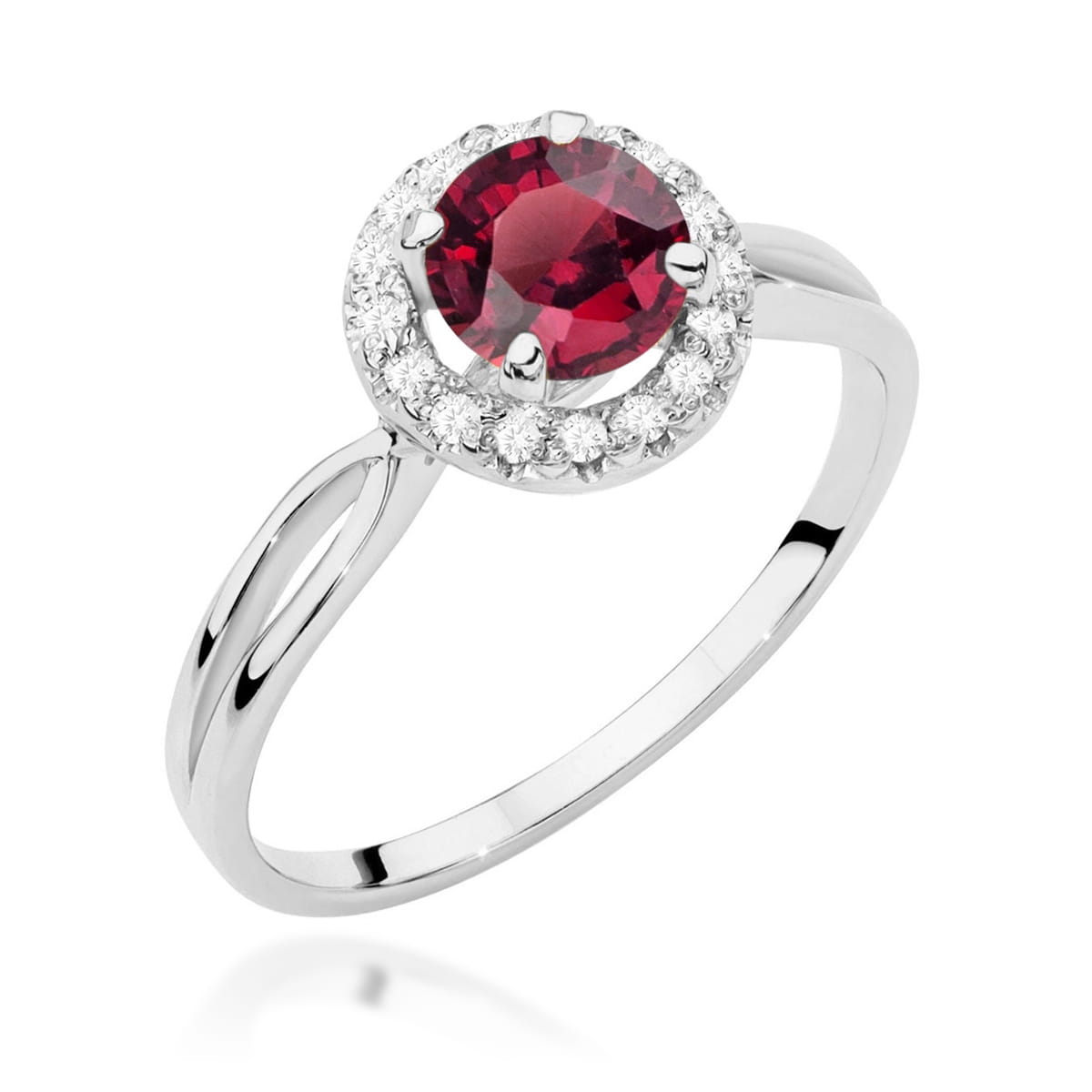 Inel Aur 9K cu Rubin 1.20 ct si Diamante Naturale 0.08 ct
