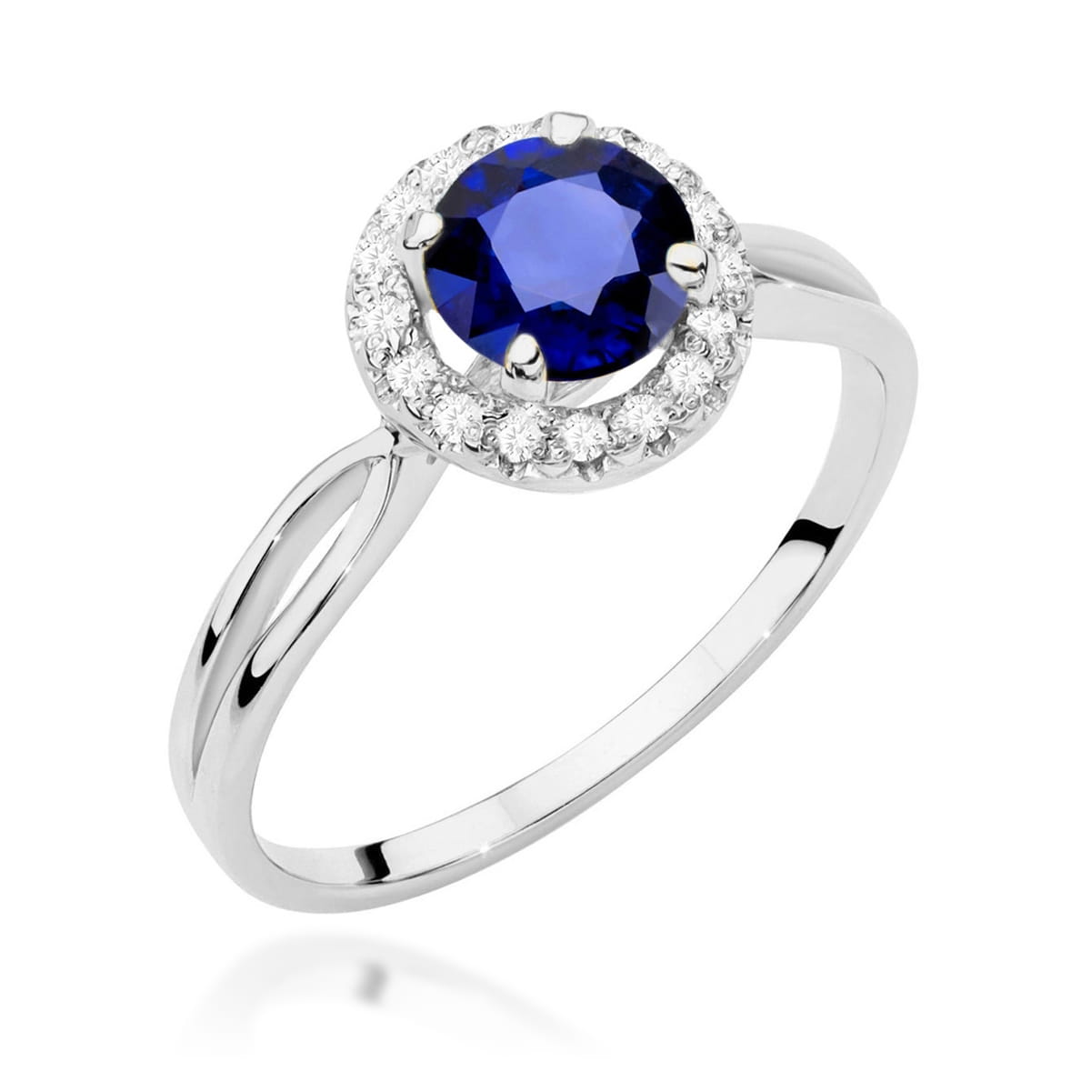 Inel Aur 9K cu Safir 1.00 ct si Diamante Naturale 0.08 ct