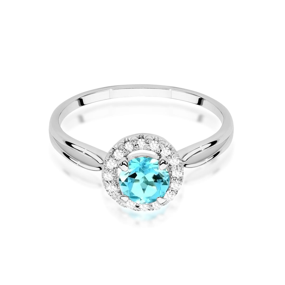 Inel Aur 9K cu Topaz Swiss 0.80 ct si Diamante Naturale 0.08 ct