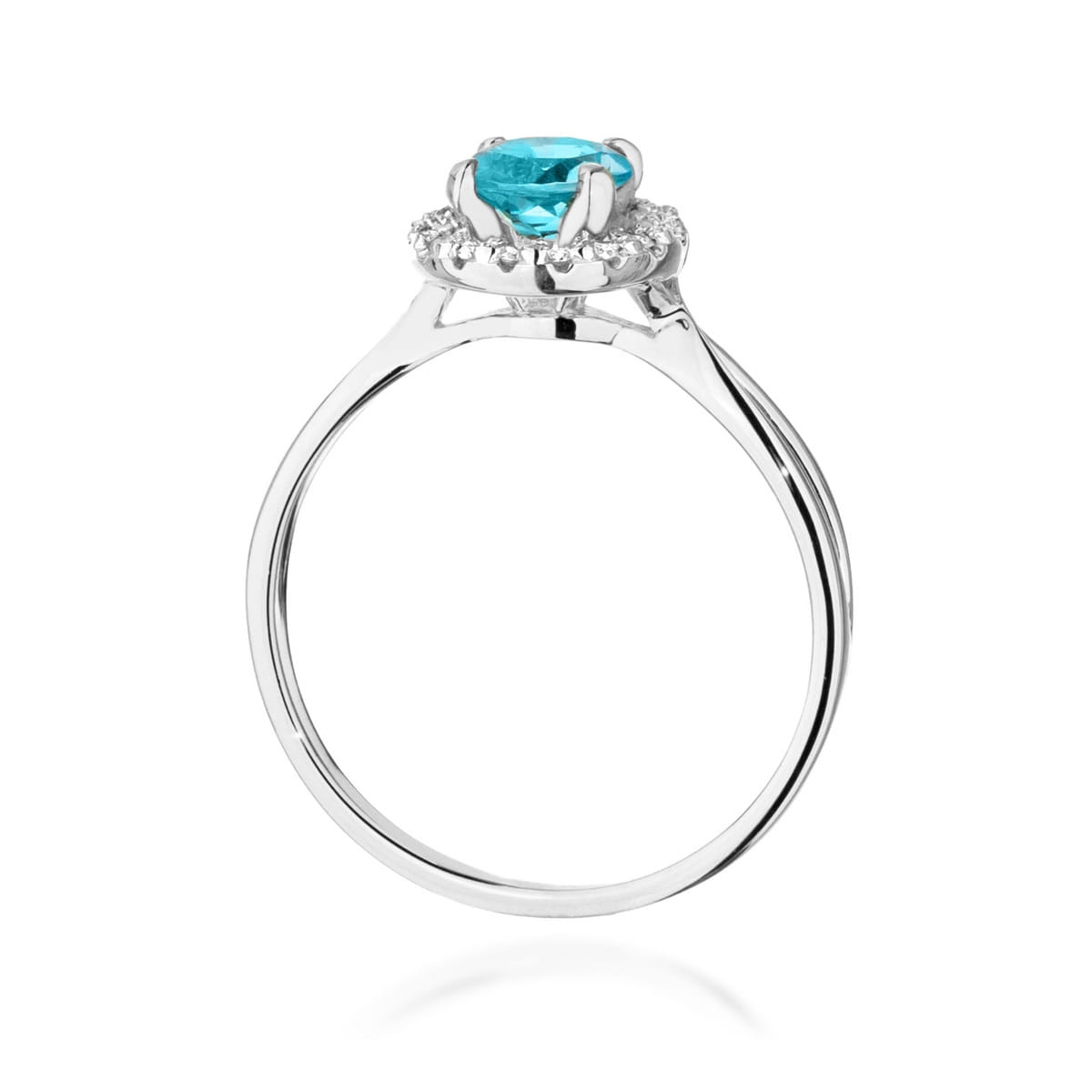 Inel Aur 9K cu Topaz Swiss 0.80 ct si Diamante Naturale 0.08 ct