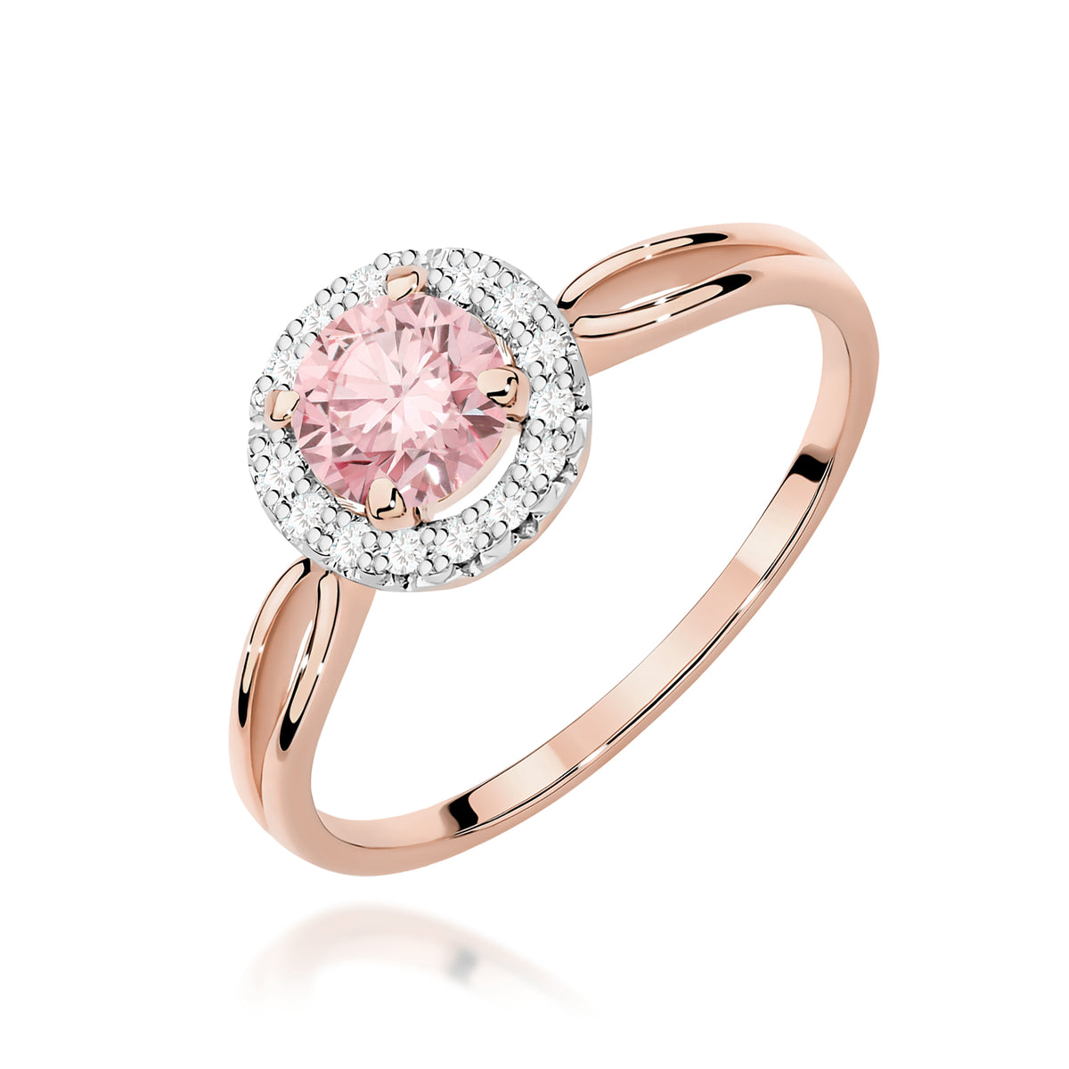 Inel Aur 14K cu Diamante Roz de Laborator 0.58 ct