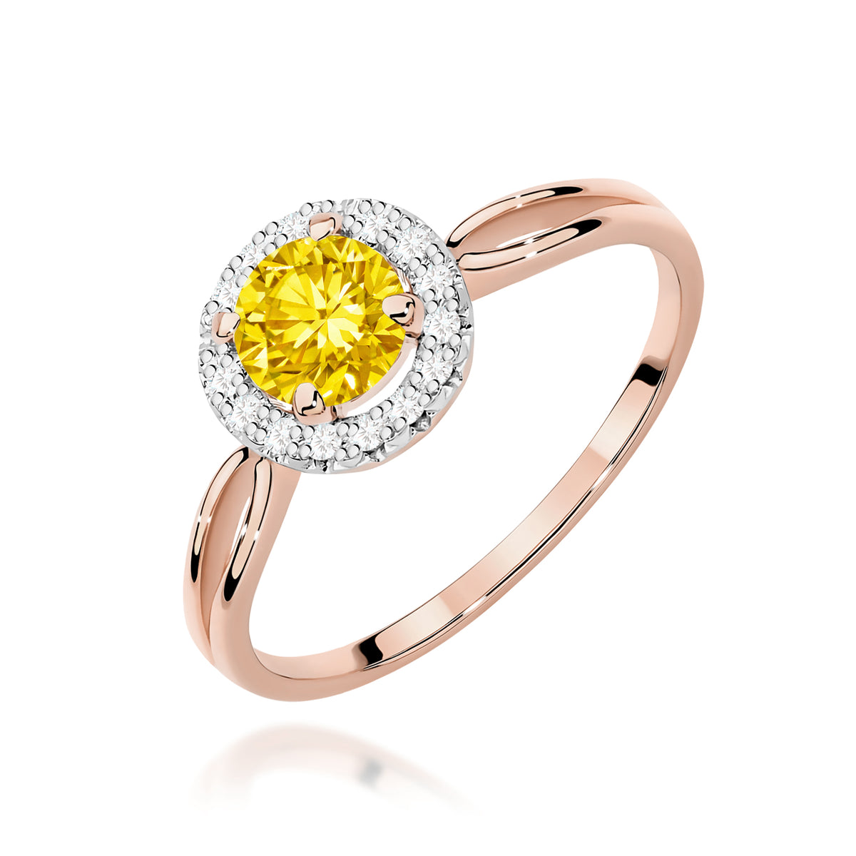 Inel Aur 14K cu Diamante Galben de Laborator 0.58 ct