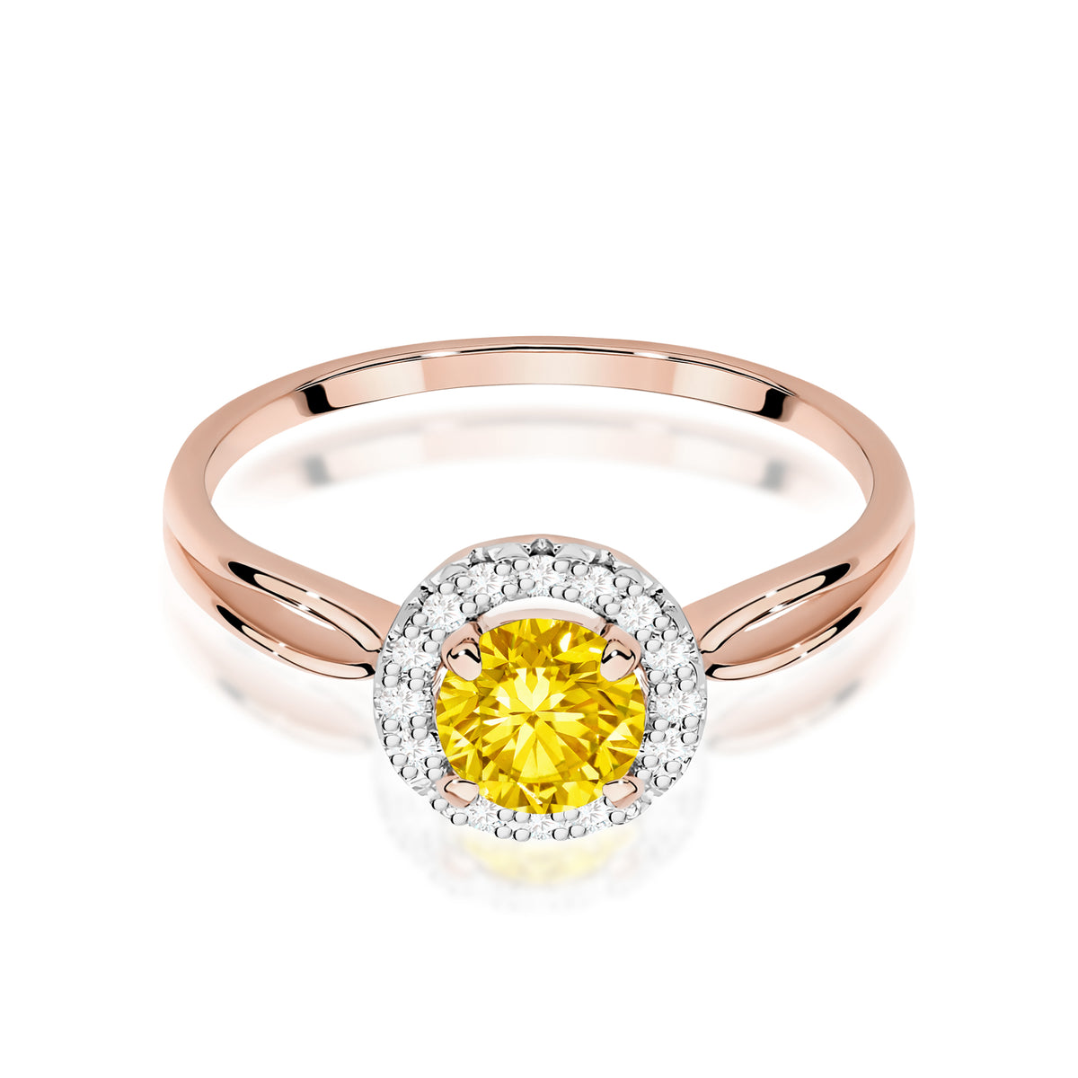 Inel Aur 14K cu Diamante Galben de Laborator 0.58 ct