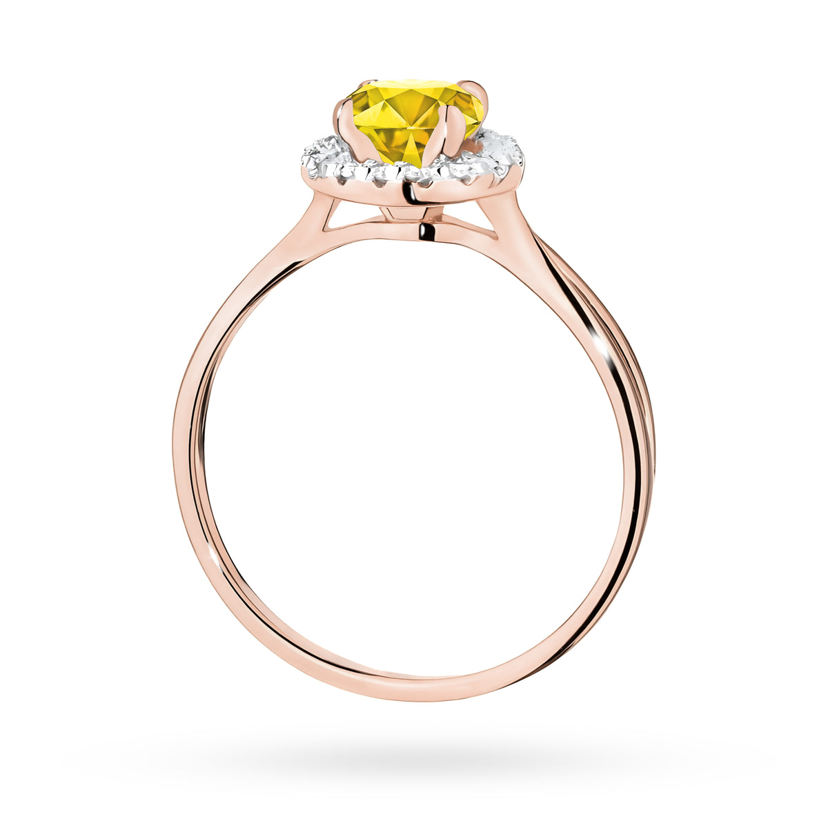 Inel Aur 14K cu Diamante Galben de Laborator 0.58 ct
