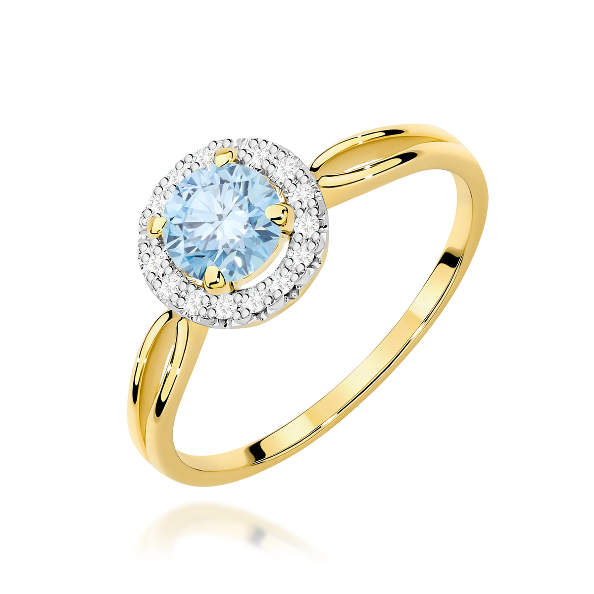 Inel Aur 14K cu Diamante Albastru de Laborator 0.58 ct
