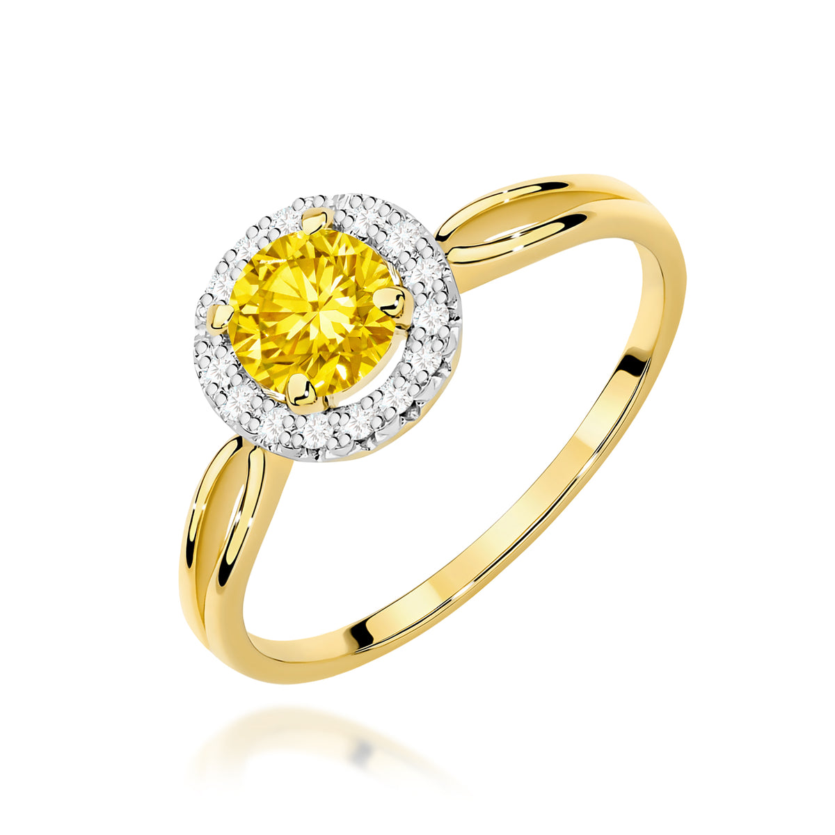 Inel Aur 14K cu Diamante Galben de Laborator 0.58 ct