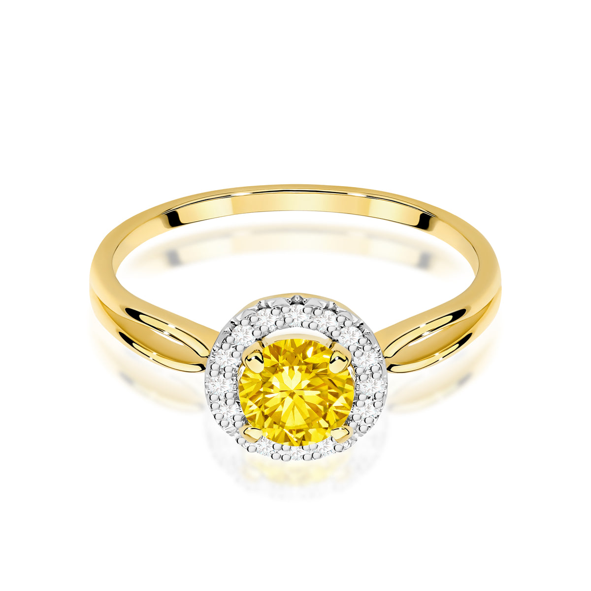 Inel Aur 14K cu Diamante Galben de Laborator 0.58 ct