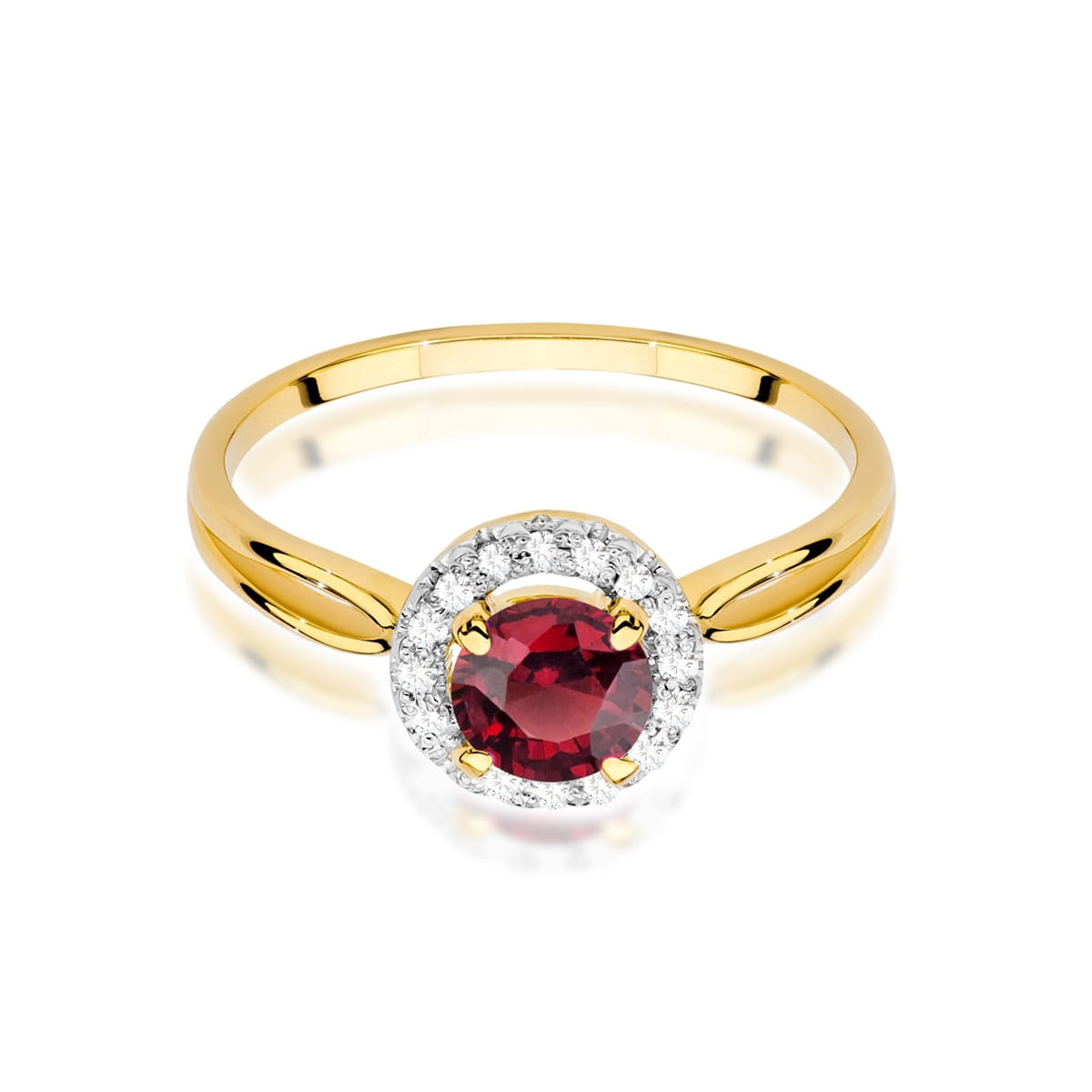 Inel Aur 9K cu Rubin 1.20 ct si Diamante Naturale 0.08 ct