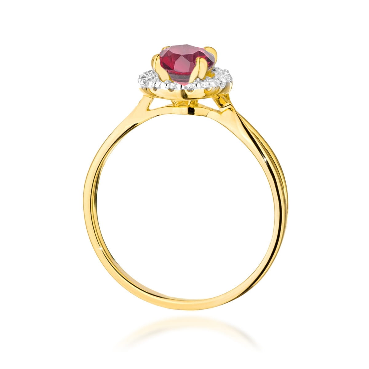 Inel Aur 9K cu Rubin 1.20 ct si Diamante Naturale 0.08 ct