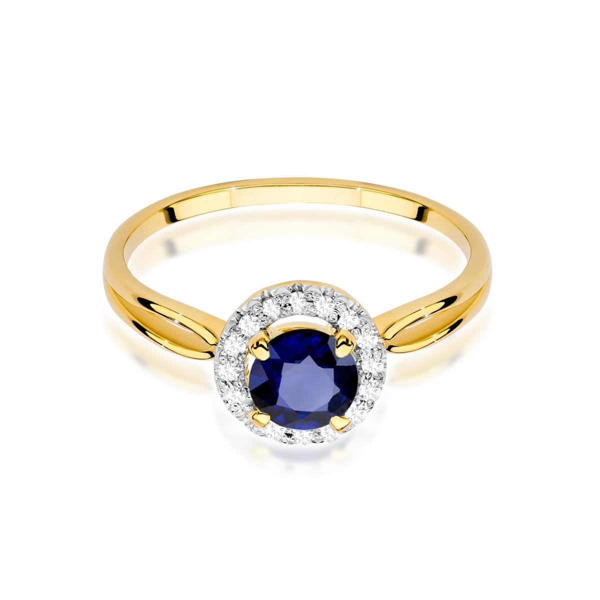Inel Aur 9K cu Safir 1.00 ct si Diamante Naturale 0.08 ct