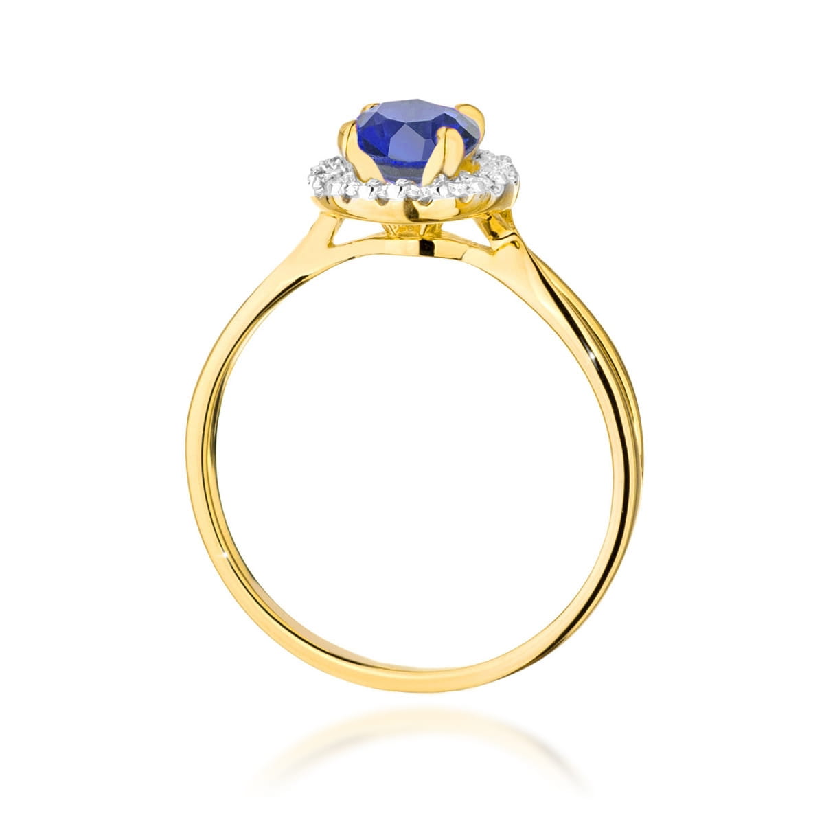 Inel Aur 9K cu Safir 1.00 ct si Diamante Naturale 0.08 ct