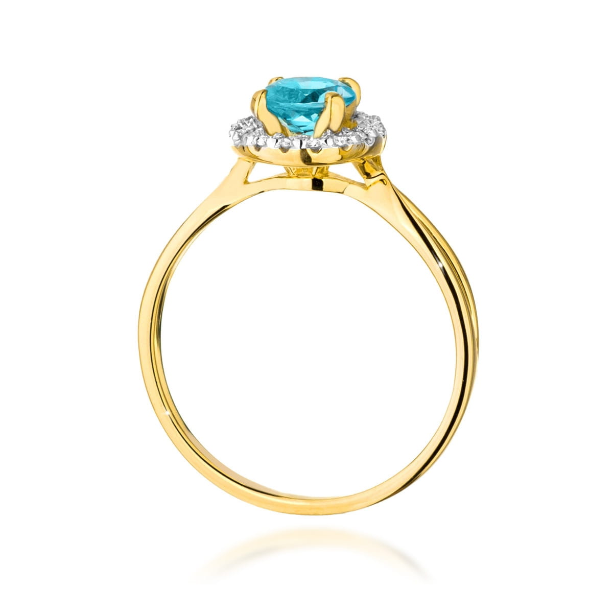Inel Aur 9K cu Topaz Swiss 0.80 ct si Diamante Naturale 0.08 ct
