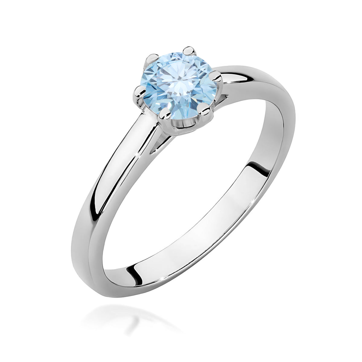 Inel Aur 14K cu Diamant Albastru de Laborator 0.50 ct