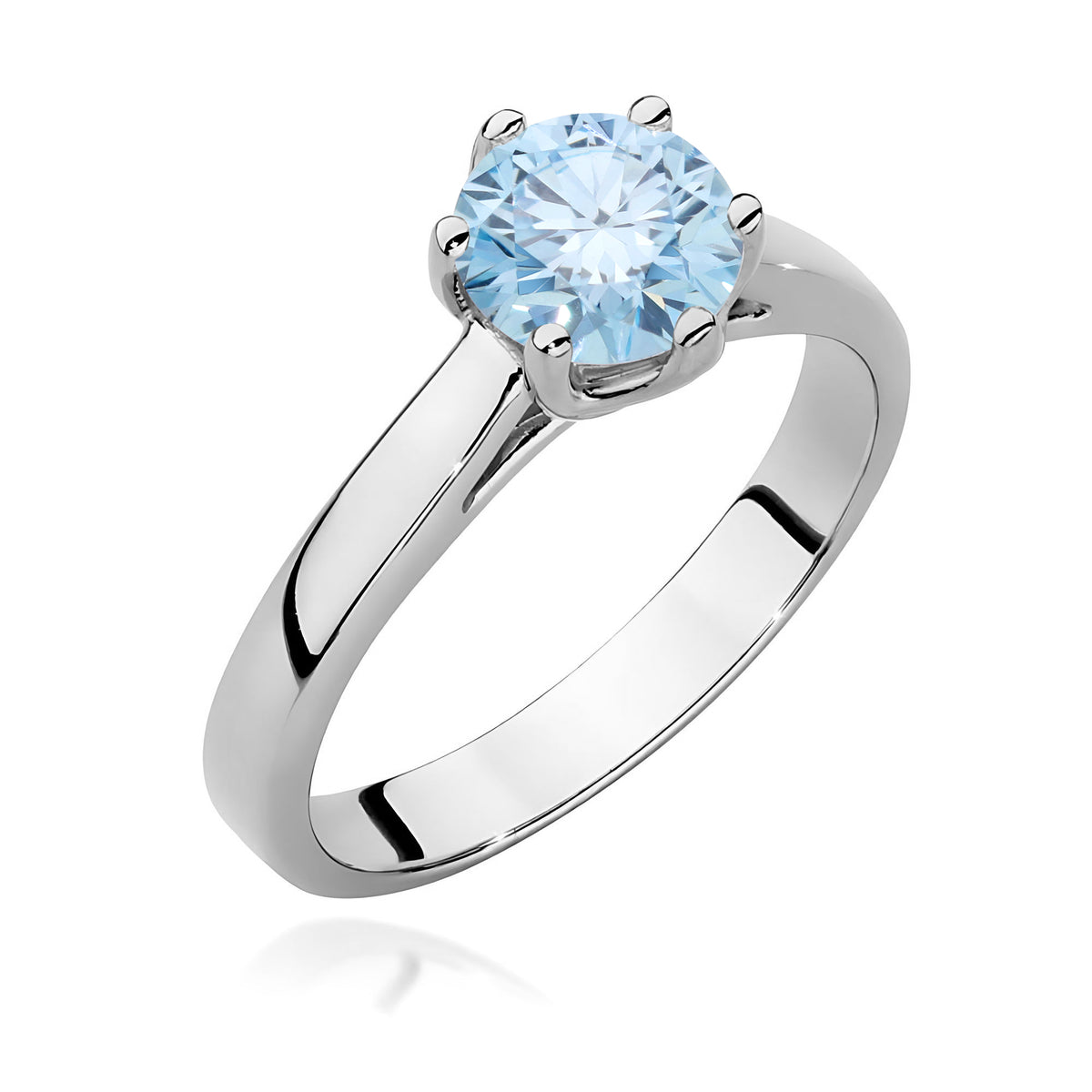 Inel Aur 14K cu Diamant Albastru de Laborator 1.00 ct