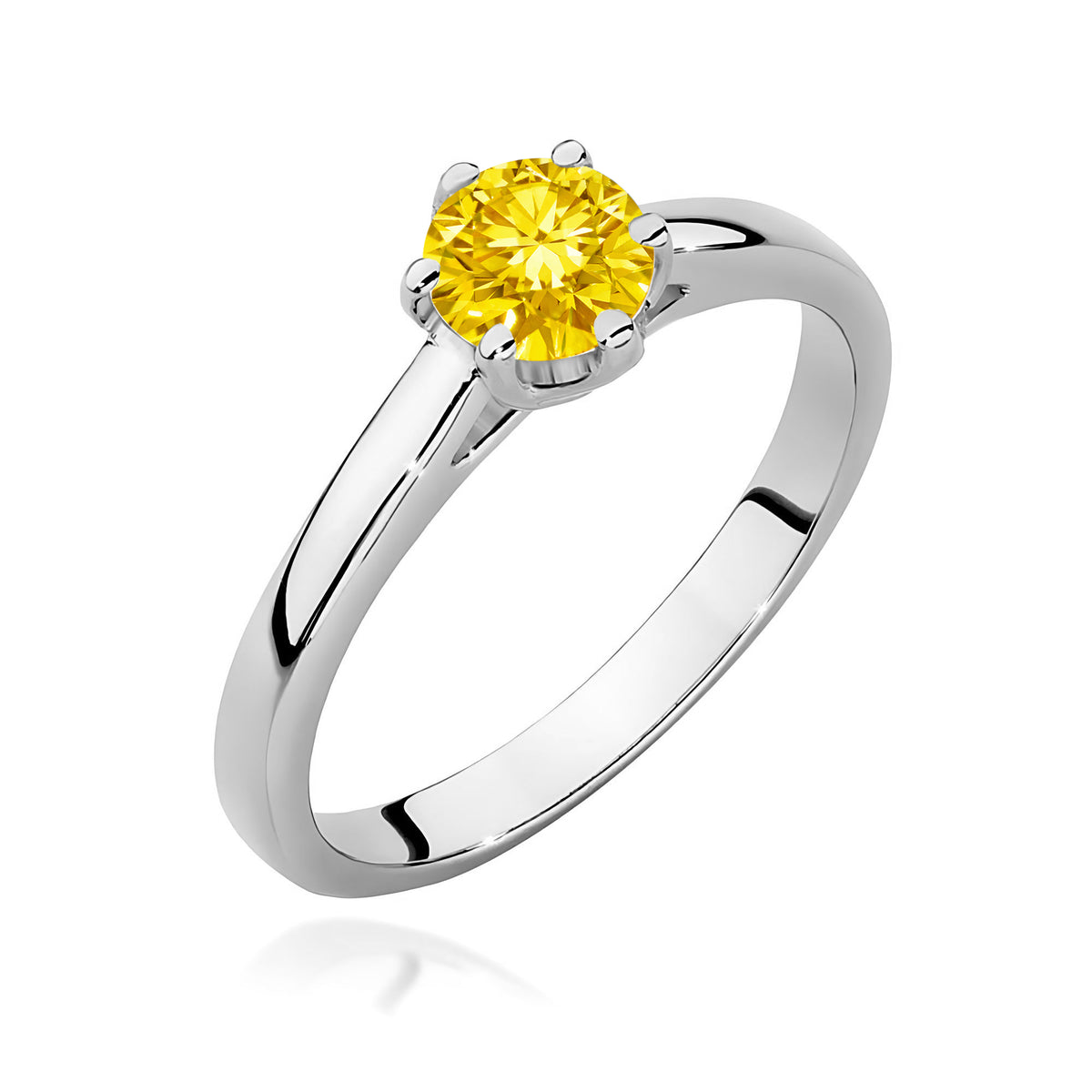 Inel Aur 9K cu Diamant Galben de Laborator 0.50 ct